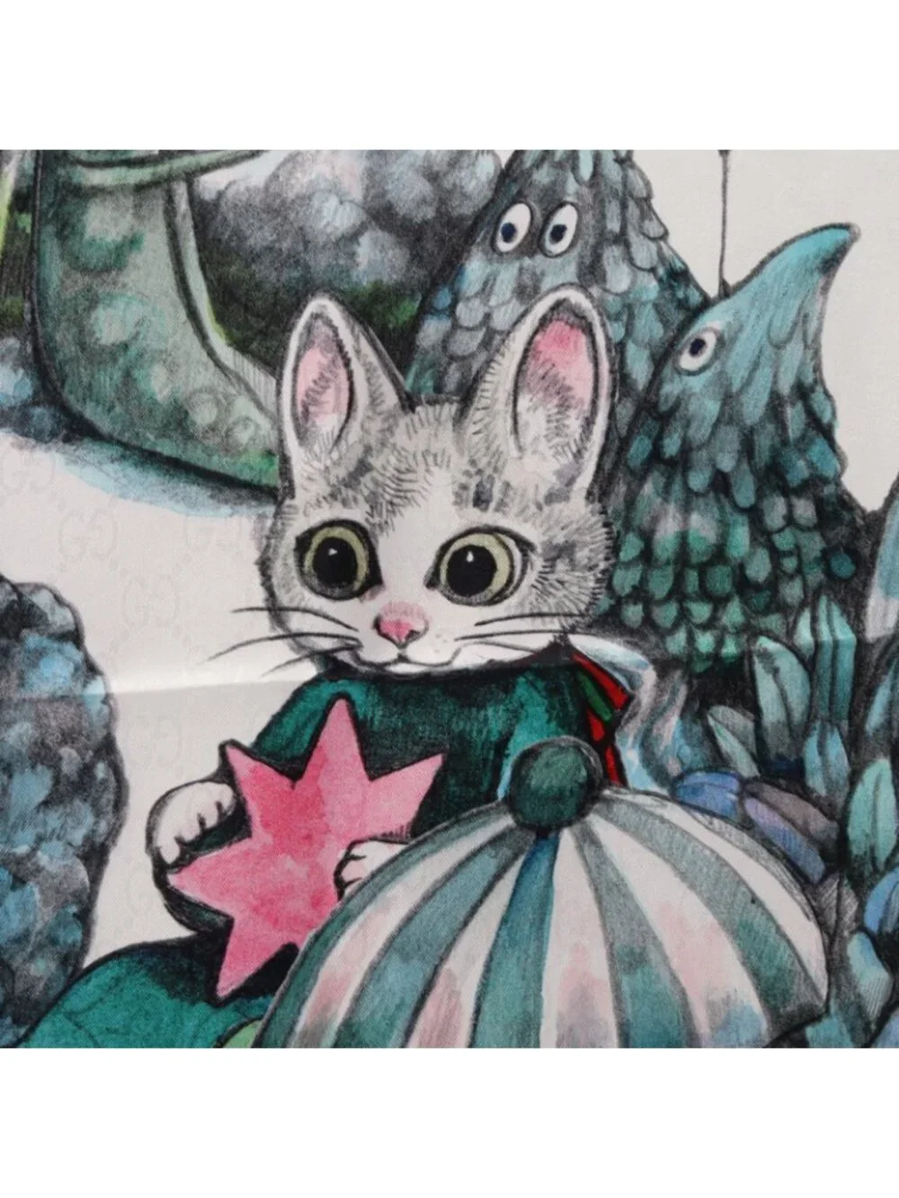 Gucci Scarf Yuko Higuchi GG Pattern Silk